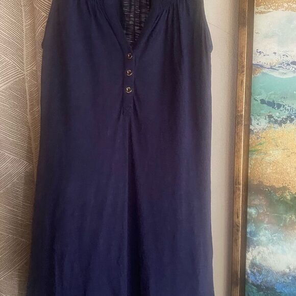 Lilly Pulitzer Mini Dress Size XS Navy Blue tank Sleeveless Buttons From - Picture 14 of 15